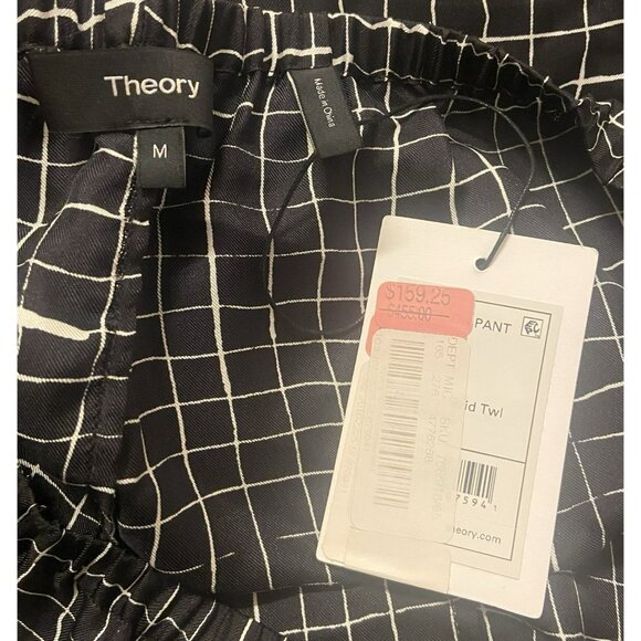 Theory‎ Black Silk Pull-On Pants Women’s Size M Pockets Relaxed Fit Wide Leg NWT - Picture 7 of 11